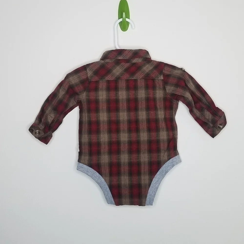 Me & Henry Plaid Polo Onesie Bodysuit 6-9m